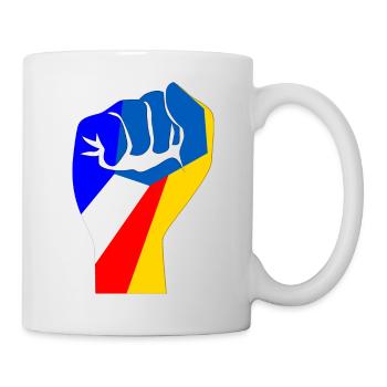 Ukrainische und französische Flagge Ich unterstütze die Ukraine - Tasse - Weiß - Rechts