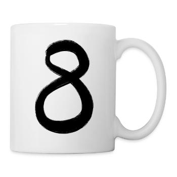 8 Idée cadeau en noir peinte à la main à huit chiffres - Mug blanc - blanc - Droite
