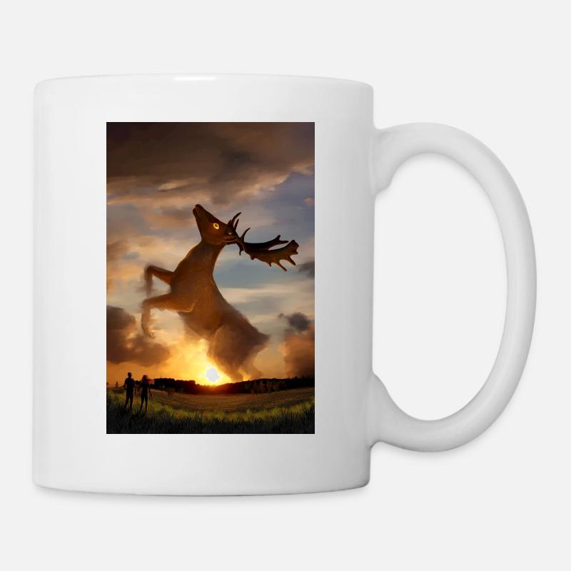 Affiche | | de paysage fantastique Cerf - Mug blanc - blanc