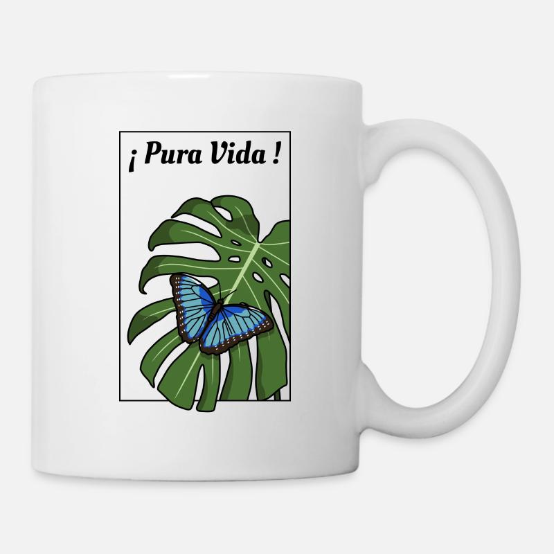Pura Vida - Schmetterling (schwarzer Rahmen) - Tasse - Weiß
