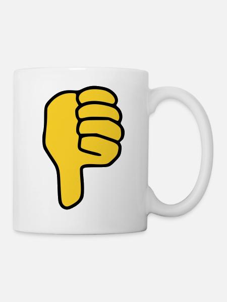 Emoji Daumen runter Skizze Farbe - Tasse - Weiß