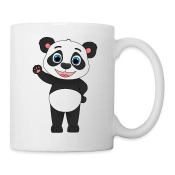 « Salut tout le monde! » Doux panda comique ondulant - Mug blanc - blanc - Droite
