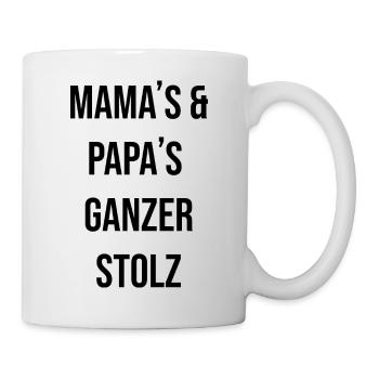 mama papa Eltern stolz Kinder babys Schrift - Tasse - Weiß - Rechts