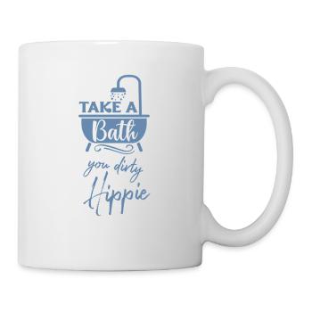 Take a bath you dirty hippie funny saying bathe - Mug - white - Right