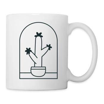 Niedlicher Kaktus in einem stehenden Topf - Tasse - Weiß - Rechts