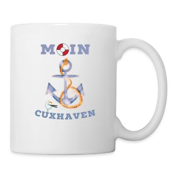 Moin Cuxhaven lustige Nordsee Shirts und Geschenke - Tasse - Weiß - Rechts