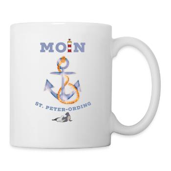 Moin St. Peter-Ording lustige Nordsee Robben Anker - Tasse - Weiß - Rechts