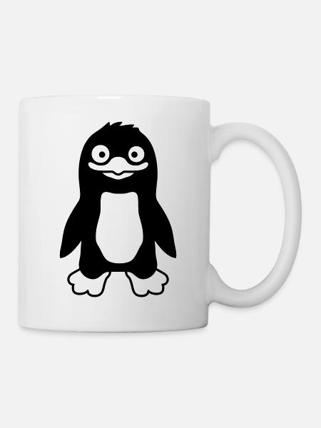 Ulkiger lustiger Pinguin grinst - Tasse - Weiß