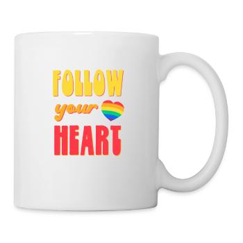 LGBTQ Rainbow Heart Saying follow your heart - Mug - white - Right