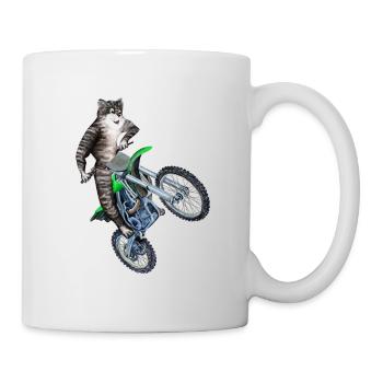 CAT RIDING A DIRT BIKE - TRAILS BIKE CAT - Mug - white - Right