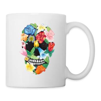 Crâne floral mexicain - Mug blanc - blanc - Droite