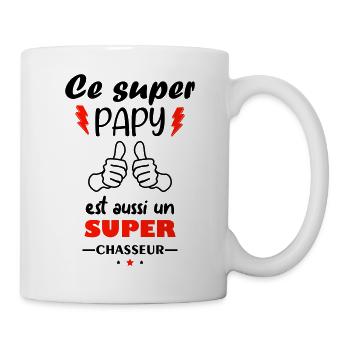 Ce super papy est aussi un super chasseur, chasse - Mug blanc - blanc - Droite