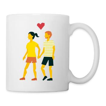Couple dans l’amour coeur graphique / illustration - Mug blanc - blanc - Droite