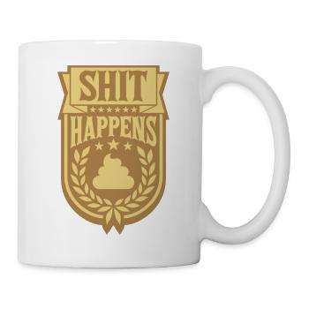 Saying Shit happens laurel wreath - Mug - white - Right