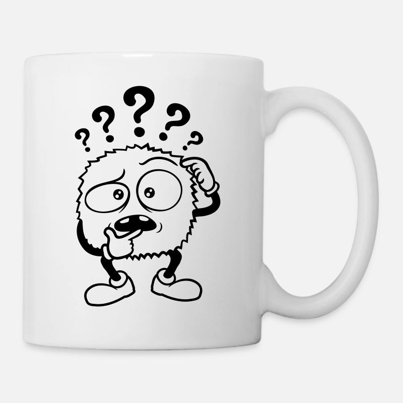 Zweifelnd Fragezeichen skeptisches Monster - Tasse - Weiß