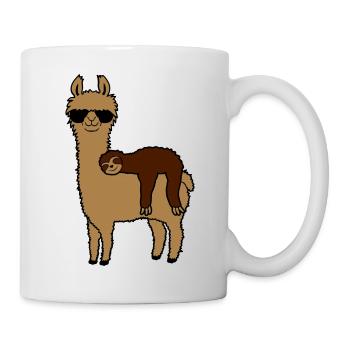 Faultier Lama Freunde schlafen - Tasse - Weiß - Rechts