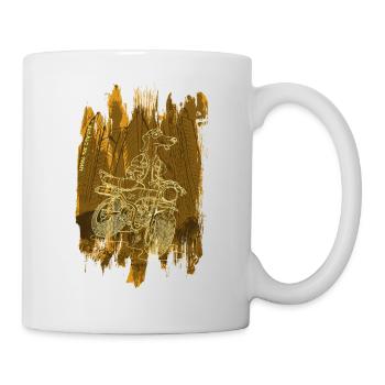 Daxhond and his motorcycle with background light - Mug - white - Right