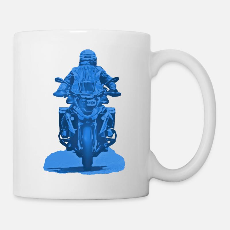 Motorcyclist blue - Mug - white