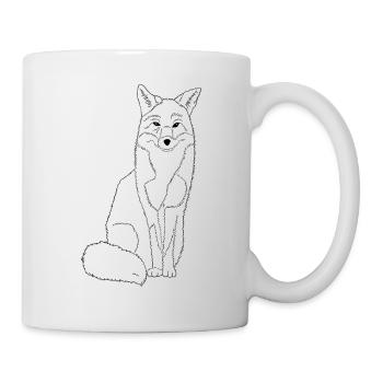 happy fox in black and white - Mug - white - Right