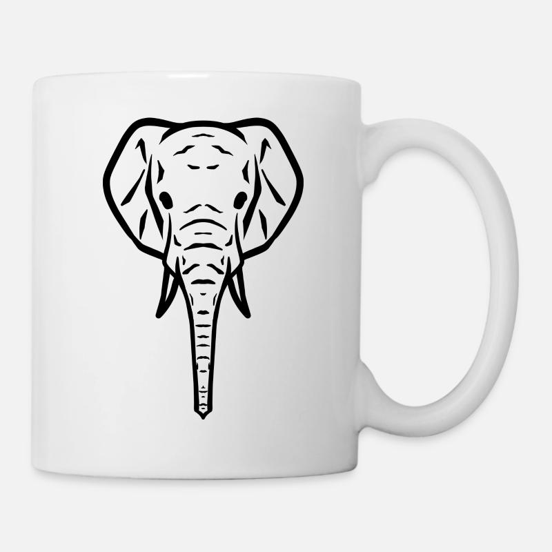 Elefantenkopf Symbol schwarz - Tasse - Weiß
