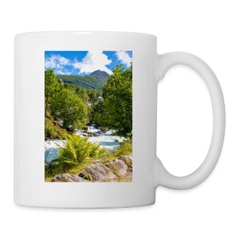 Geiranger panorama Storseterfossen Norway - Mug - white - Right