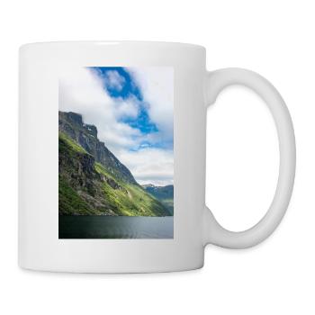 Entrance of the Geiranger fjords near Geiranger - Mug - white - Right