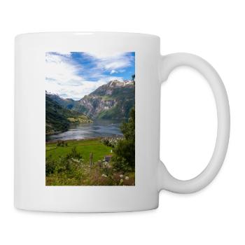 Geiranger panorama view at Geirangerfjorden - Mug - white - Right