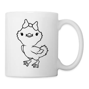 Girl cute chick bow - Mug - white - Right
