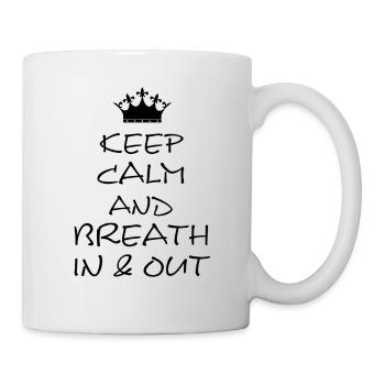 Keep Calm and in and out black Yoga - Tasse - Weiß - Rechts