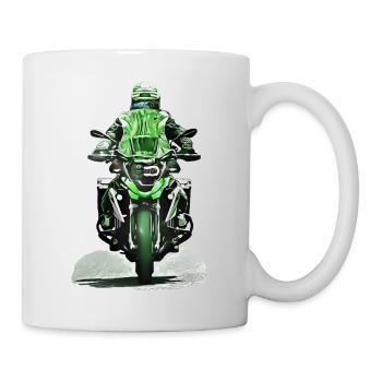 GS Motorradfahrer grün - Tasse - Weiß - Rechts
