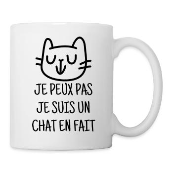 je peux pas je suis un chat en fait - Mug blanc - blanc - Droite