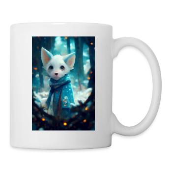 Renard blanc aventurier - Mug blanc - blanc - Droite
