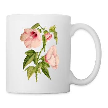 Hibiscus, botanical illustration in vintage style - Mug - white - Right