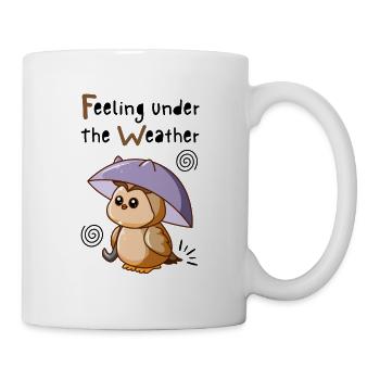 Feeling Under The Weather. Cute Owl With Umbrella. - Mug - white - Right