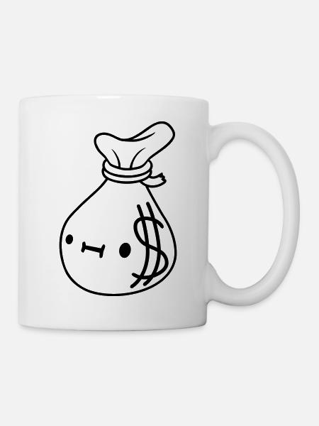 Comic Gesicht Geld Sack - Tasse - Weiß