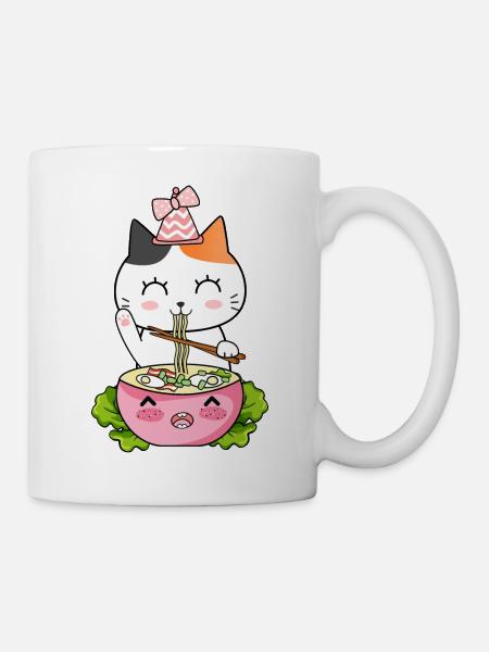 Ramen Cat Kawaii Anime - Mug blanc - blanc