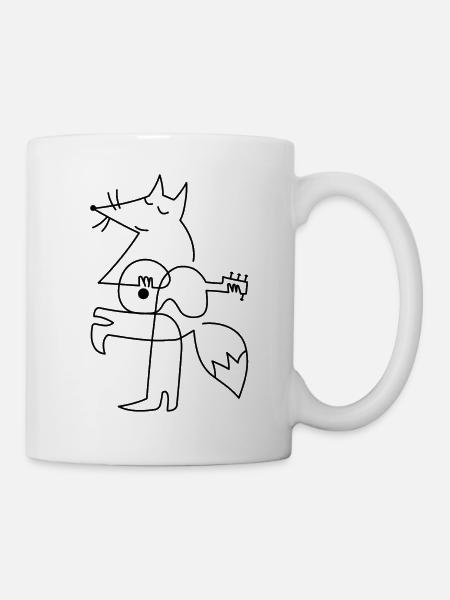 Renard guitare 1line - Mug blanc - blanc