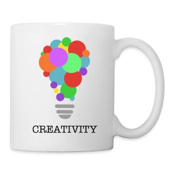 CREATIVITY lightbulb with black print - Mug - white - Right