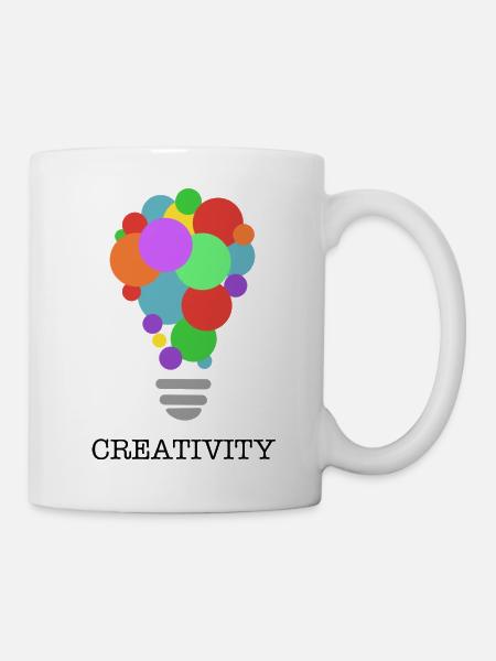 CREATIVITY lightbulb with black print - Tasse - Weiß