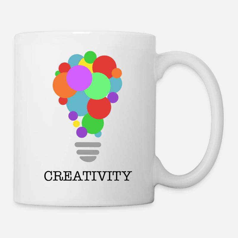 CREATIVITY lightbulb with black print - Tasse - Weiß
