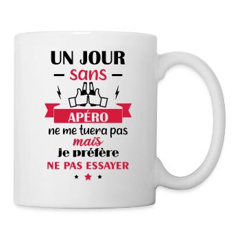 un jour sans apéro, humour,citation,alcool - Mug blanc - blanc - Droite