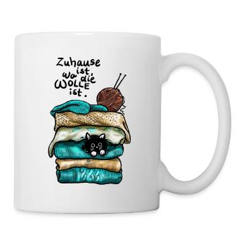 Zuhause ist, wo die Wolle ist - und die Katze - Tasse - Weiß - Rechts