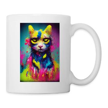 Couleurs néon de chat - Mug blanc - blanc - Droite