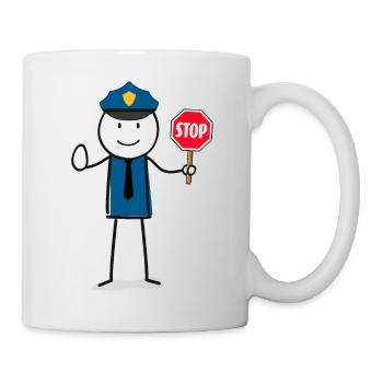 Chiffres du bâton d’arrêt de la police - Mug blanc - blanc - Droite