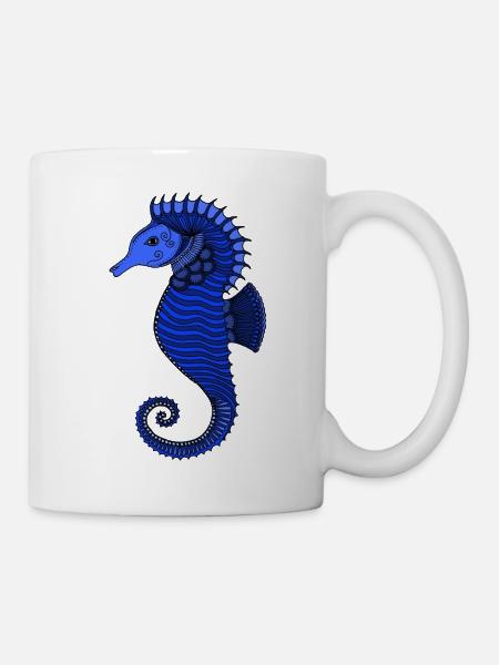 Blue Seahorse - Mug - white