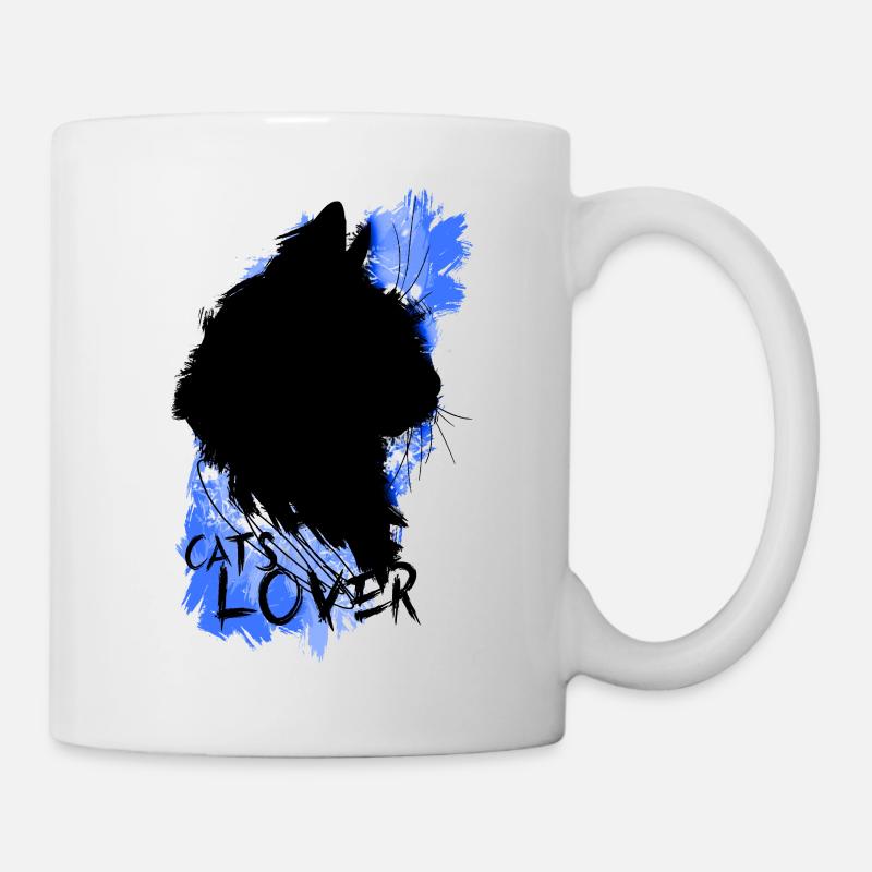 Cat lovers black blue paint - Mug - white
