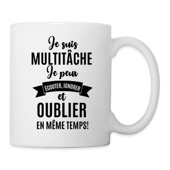 je suis multitâche - Mug blanc - blanc - Droite
