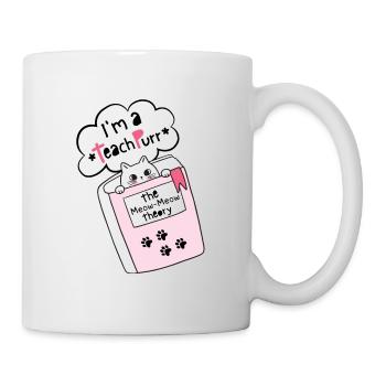Funny Cat In A Book. Funny Teacher Puns. - Mug - white - Right