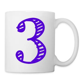 3 JAHRE. 3. JUBILÄUM. GEBURTSTAG 3 JAHRE. DREI - Tasse - Weiß - Rechts