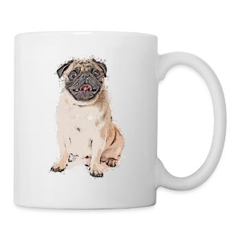 Pug Dog Pet Animal Cartoon Comic Style - Mug - white - Right